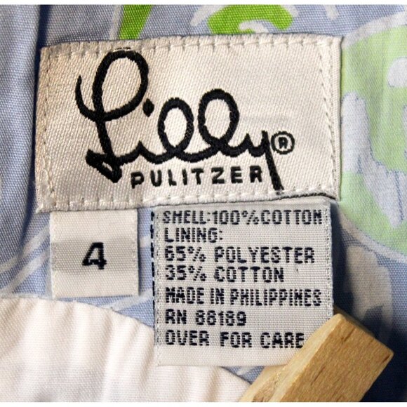 Lilly Pulitzer Girls A-Line Dress sz 4 Scallop Hem Banana Pineapple Hibiscus Lim - Picture 7 of 8